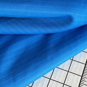 Vintage Royal Blue Polyester Suiting Fabric Subtle Pinstripe 1⅝ Yards 68” Wide